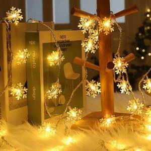 40구 LED 눈꽃 가랜드 전구(6M) (웜색) 파티 에펠 장식 산타 선물