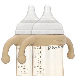 순수아 더블하트 젖병 타사 와이드 젖병 호환 실리콘 젖병손잡이 베이지 2개