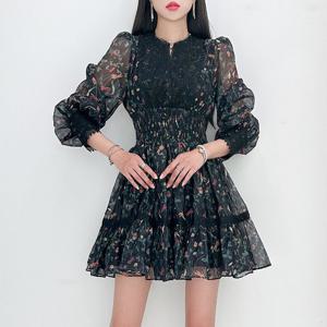 [금찌]금찌 진머 스모크 나염 원피스 ST7282D