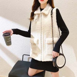 겨울 양털 베스트 카라 스타일 따뜻 여성 아우터