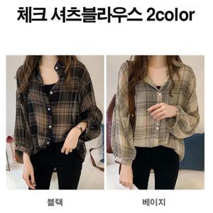 여자 체크 셔츠 여성 상의 블라우스 루즈핏 클래식