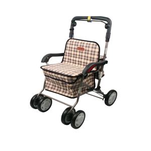 노인 보행기 성인용 어르신용 보행보조기 브라운체크 보급형 실버카 할머니 유모차 걸음보조