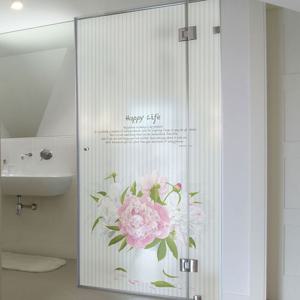 무점착안개시트지 무점착투명시트_화분속에 꽃향기_B01_W90xH120cm 창문시트지