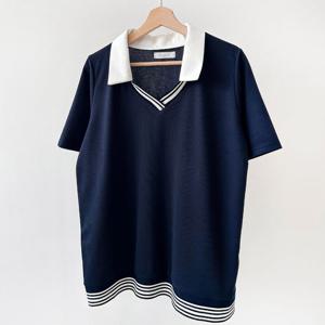 나야홍 / 빅사이즈배색티 U309L506 푸룬스트라이프라인티 BS