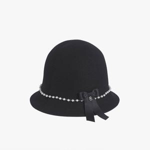 페어라이어 여성 진주장식 크로쉐 햇. (블랙)