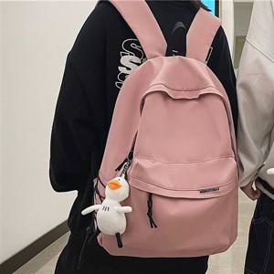 데일리 대학생 책 가방 무지 백팩 키링 세트 핑크
