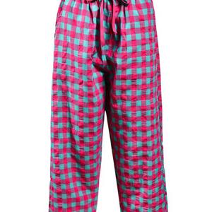 백곰 체크무늬 9부 파자마 여자 홈웨어 바지 수면