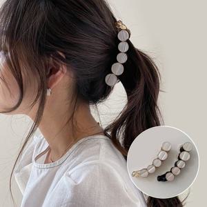 리본집게핀 원형 자개 포니테일 스타일 바나나핀 URK-243