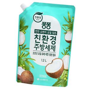 퐁퐁 주방 세제 코코넛오일 1.2L 리필 설거지 세척 주방세제리필 1종주방세제리필 순한주방세제 1종주방세제 1종세제 퐁퐁세제 퐁퐁리필 설거지세제