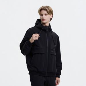 N254UFT050 아르켈론 더블웜 기모 우븐 후드 집업 BLACK