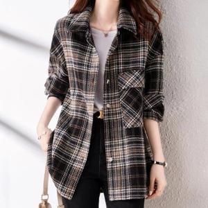 [블랙퀸] 플레드 체크 롱 셔츠 blk004045