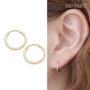 14K 골드 심플 파이프 링 금 귀걸이 12mm TR206