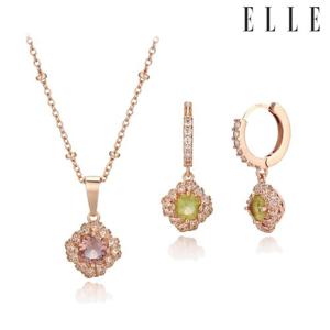 [엘르주얼리] 알렉산드라이트 마름모 목걸이 귀걸이 세트 EL2SET017