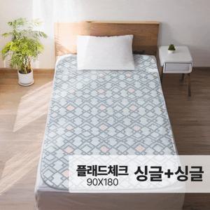 [★적립 17%★/2시까지 당일출고]일월 카본매트 플래드체크 전기매트 싱글+싱글 온열매트