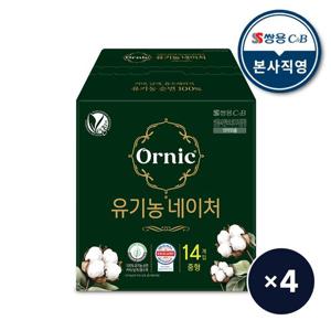 오닉 유기농 네이처 생리대 중형 14p 4팩