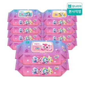 모나리자 티니핑 물티슈 캡형 70매*10팩 유아물티슈 아기물티슈