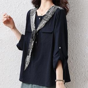 [패션시그널] 롤업소매 스카프넥 블라우스 C09E16