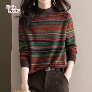 [쉬즈프리티] 하프넥자카드니트스웨터_여성니트