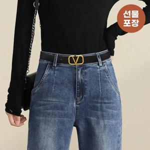 [선물포장] 바실리 여성 금장 버클 포인트 정장 가죽 벨트 허리띠