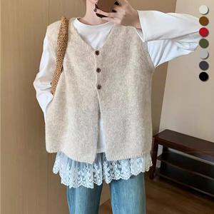 [유니제이] 케실 브이넥 버튼 조끼