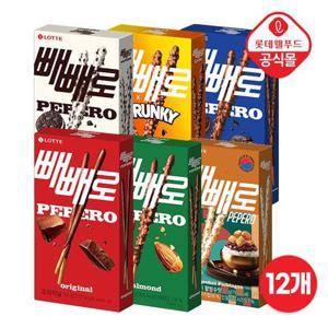 [롯데] 빼빼로 6종 12개 세트(초코/팥빙수/크런키/아몬드 외)