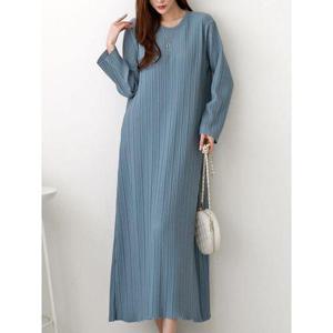 [시크루즈]로엘 베이직 주름 롱 원피스_BDOP035