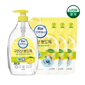 참그린 구연산 뽀드득 주방세제 레몬향 1kg 용기 x 1개+1.2L 리필 x 3개