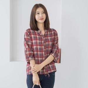 엄마옷 마담4060 체크스트링칠부셔츠-QBL2508026-