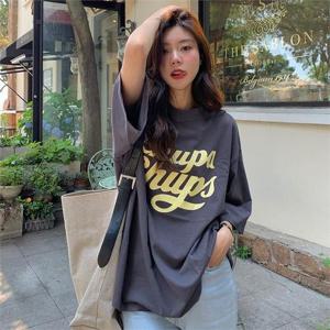 [프리티 글라라]여성 루즈핏 반팔 티셔츠 프린팅 박시티 t-08-c (9313753)