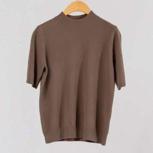 [애슬릿][애슬릿]반 폴라 니트 티셔츠 중년 여성 반팔 반목 폴라티