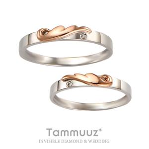 [타뮤즈] 14K 0.02캐럿 다이아몬드-엔젤윙-D2014RR-화이트골드-커플링-기념일