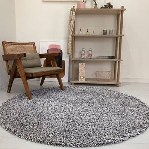 투톤 테이프사 샤기 거실 침실 카페트 러그 원형 150cm