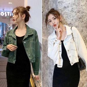 [에이치에스라이프]자켓 재킷 점퍼 아우터 스티치 크롭 캐주얼 데님 세미 봄 가을 여성