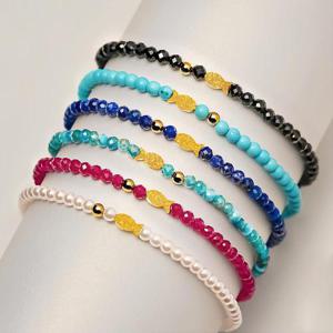 골드앤 순금 24K 샤인 행운 물고기 천연석 비즈 팔찌 *홀리데이 특가*