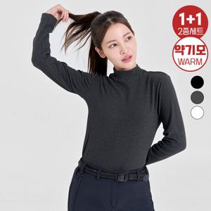 [1+1]단하루★ BEST 여성용 립멜란지 기모 하프넥 소프트 이너 목폴라 티셔츠 MVT4498W