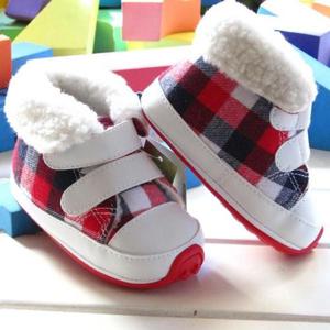 [조이멀티]레드체크 뽀글이 아동신발 203999