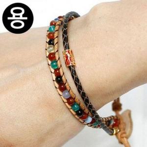 띠별 용띠호연 가죽팔찌 염주 건강팔찌 팔찌 원석 (3ns2B)
