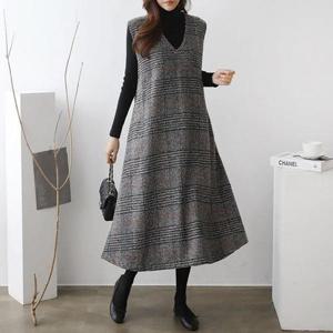 [마미누리]빅사이즈 일랑체크원피스 사이즈 넉넉한 외출 임부복