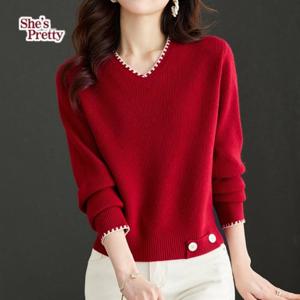 [쉬즈프리티] 치트브이블럭니트 L까지_여성니트