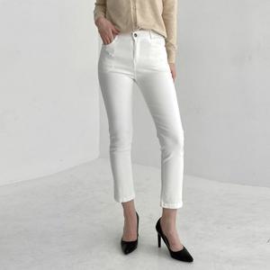 여성 (2ty) 면 스판 슬림 일자바지 블랙 화이트 면 팬츠