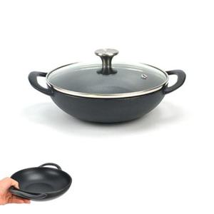 키친아이템 인덕션겸용 철주물 양수 미니웍 18cm