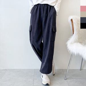 BLEO 남자 가을 겨울 편한 와이드 밴딩 카고 스트링 팬츠