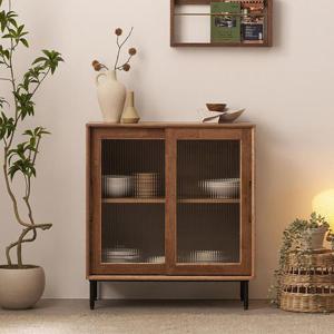 나무뜰 헤이즐 원목 홈카페 모루유리 슬라이딩 수납장 800 GM444