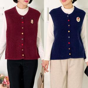 [엄마옷 로즈맘] 서은벨벳단추라운드니트조끼