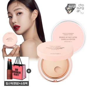 [뽀송커버쿠션]조성아 동백 바운스업 쿠션팩트(본품+리필)+립스틱+쇼핑백