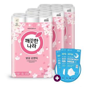 깨끗한나라 화장지 벚꽃 로맨틱 27m30롤3팩 +윈디3매