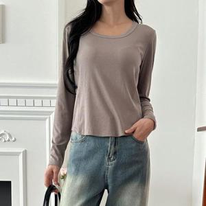 [HYIJVXF7_4B]U넥티셔츠 라인절개 스퀘어넥 SD-240924