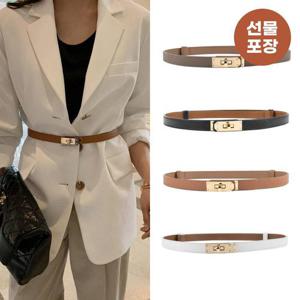 [루즈루나][선물포장] 레논 여자 소가죽 허리띠 금장 버클 포인트 정장 가죽 벨트