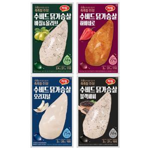 하림 수비드닭가슴살100g 4종 세트(페퍼,하바네로,바질,오리지널) 각2봉(총8봉)