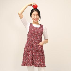 이솔홈 동백 쉬폰 원피스 앞치마